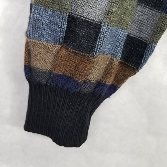 Norm Thompson Wool Sweater Men's XL Colorful 3-D Knit Square Pullover Crewneck - Picture 6 of 11